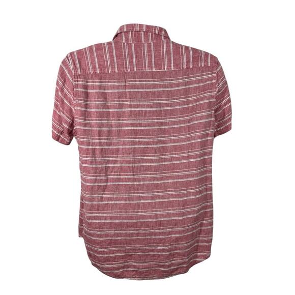 Ben Sherman Pink Striped Casual Button-Down Shirt Linen Blend Size Large - Picture 9 of 12